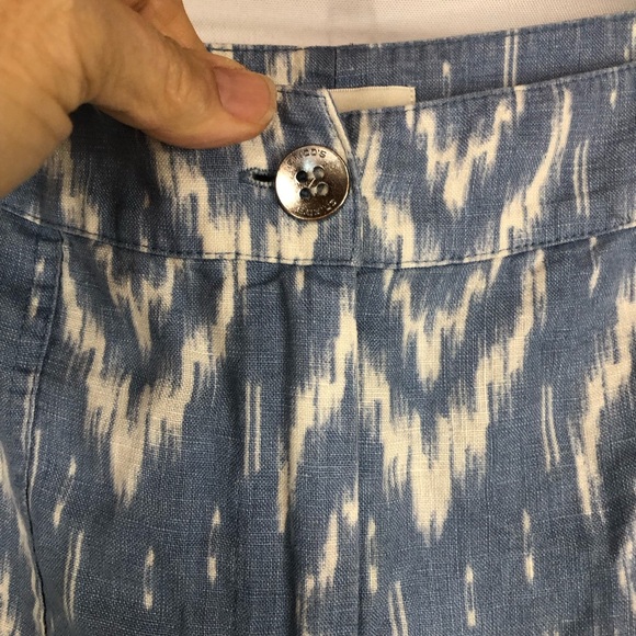 Chico’s Linen Pant Trouser Flame Stitch Pattern Loose Fit Zip Front Pockets - Picture 4 of 12
